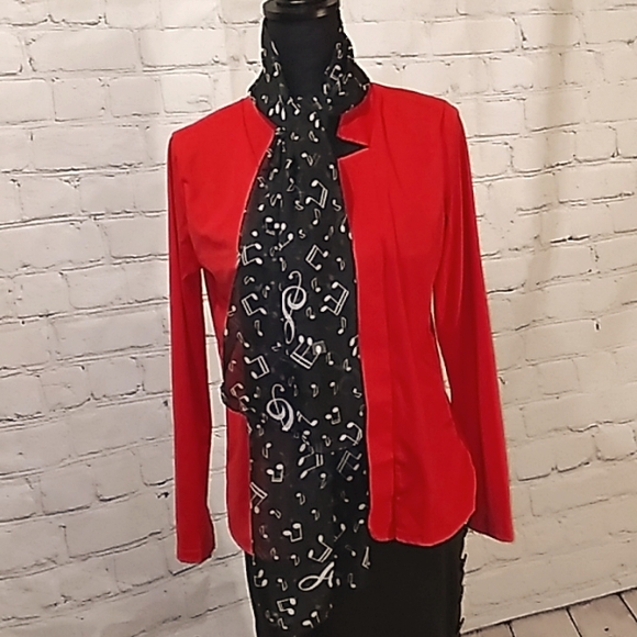 Chiffon White Music Note Print Wrap Scarf Black - Picture 6 of 10